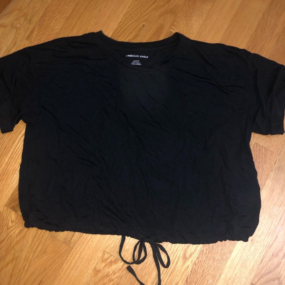 American Eagle Black Cinched Top